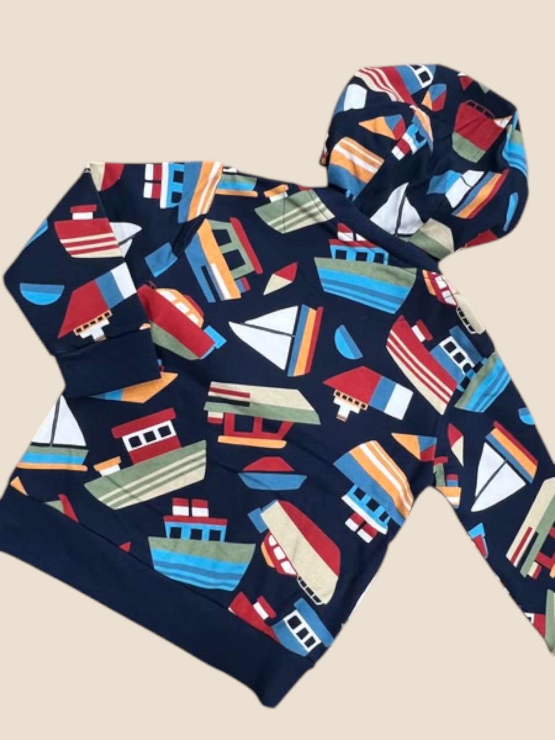 Sudadera con capucha marino con barcos y cremallera | Boboli BOBOLI