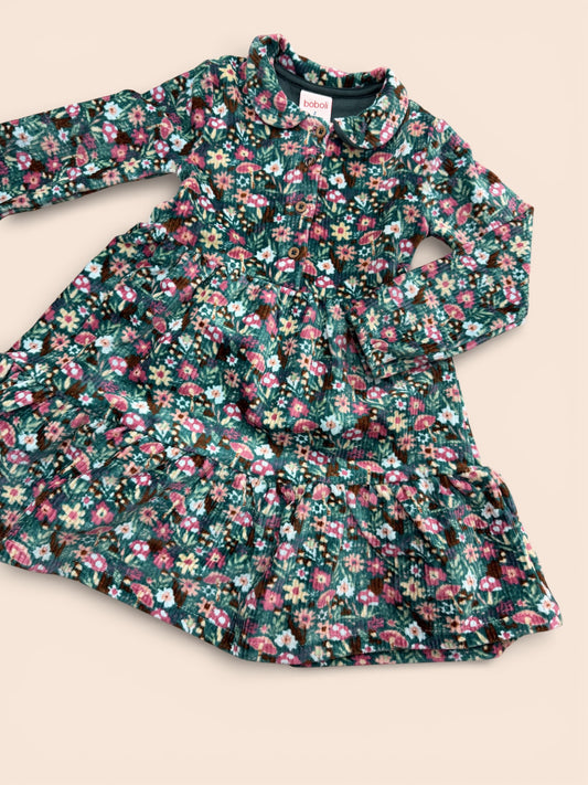 Vestido verde estampado flores y setas