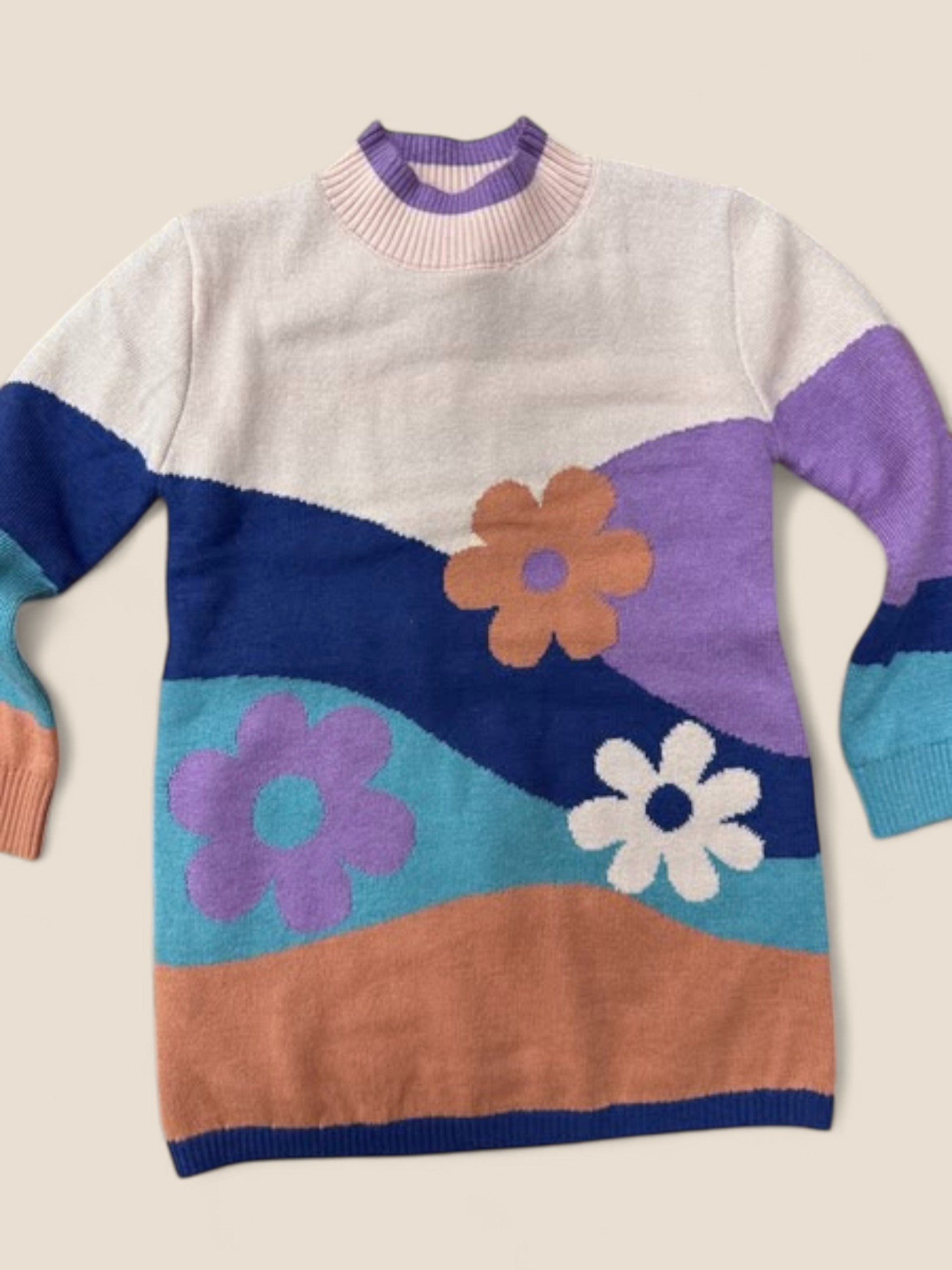 Vestido de punto niña multicolor con flores BOBOLI