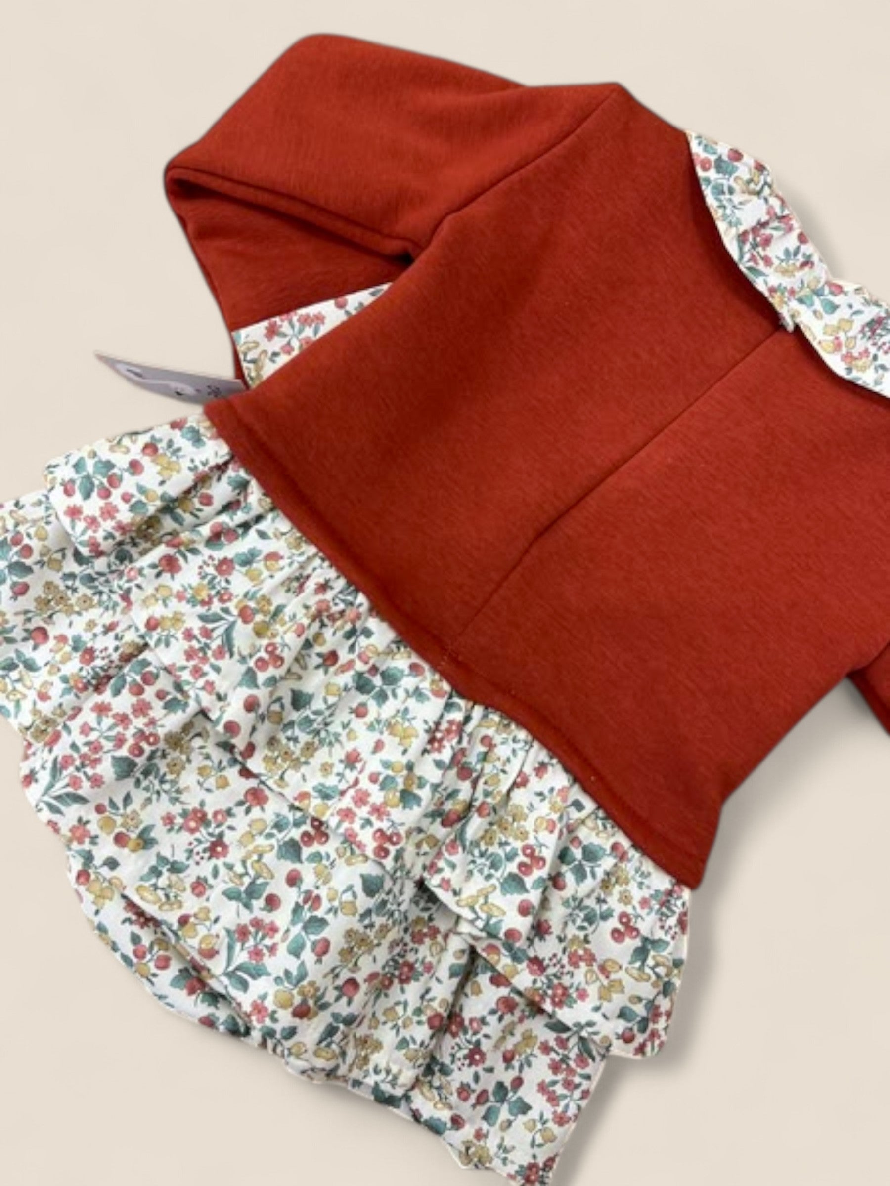Vestido niña muñeca bordada y falda flores CUCÚ